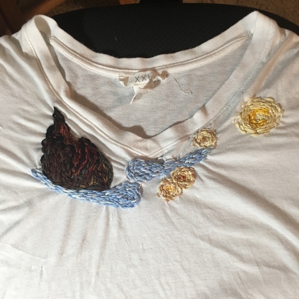 Starry night embroidered shirt